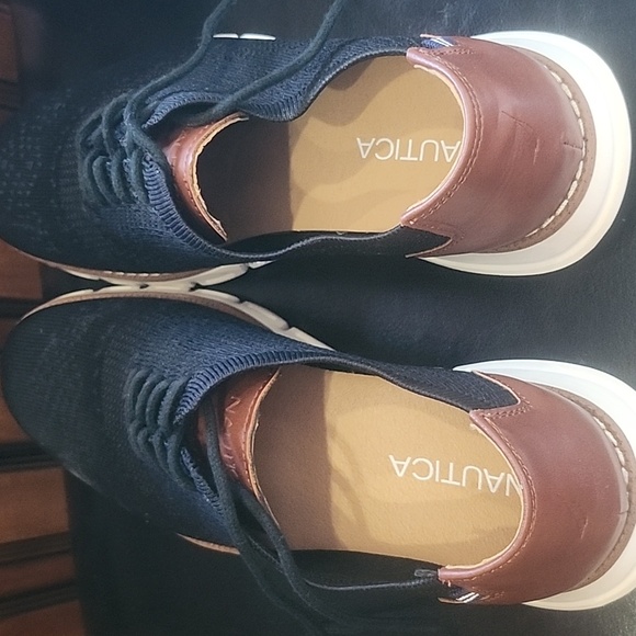 Nautica Black Brown Wrenwood Meer Knit Oxford Shoe Size 10 - Picture 6 of 10